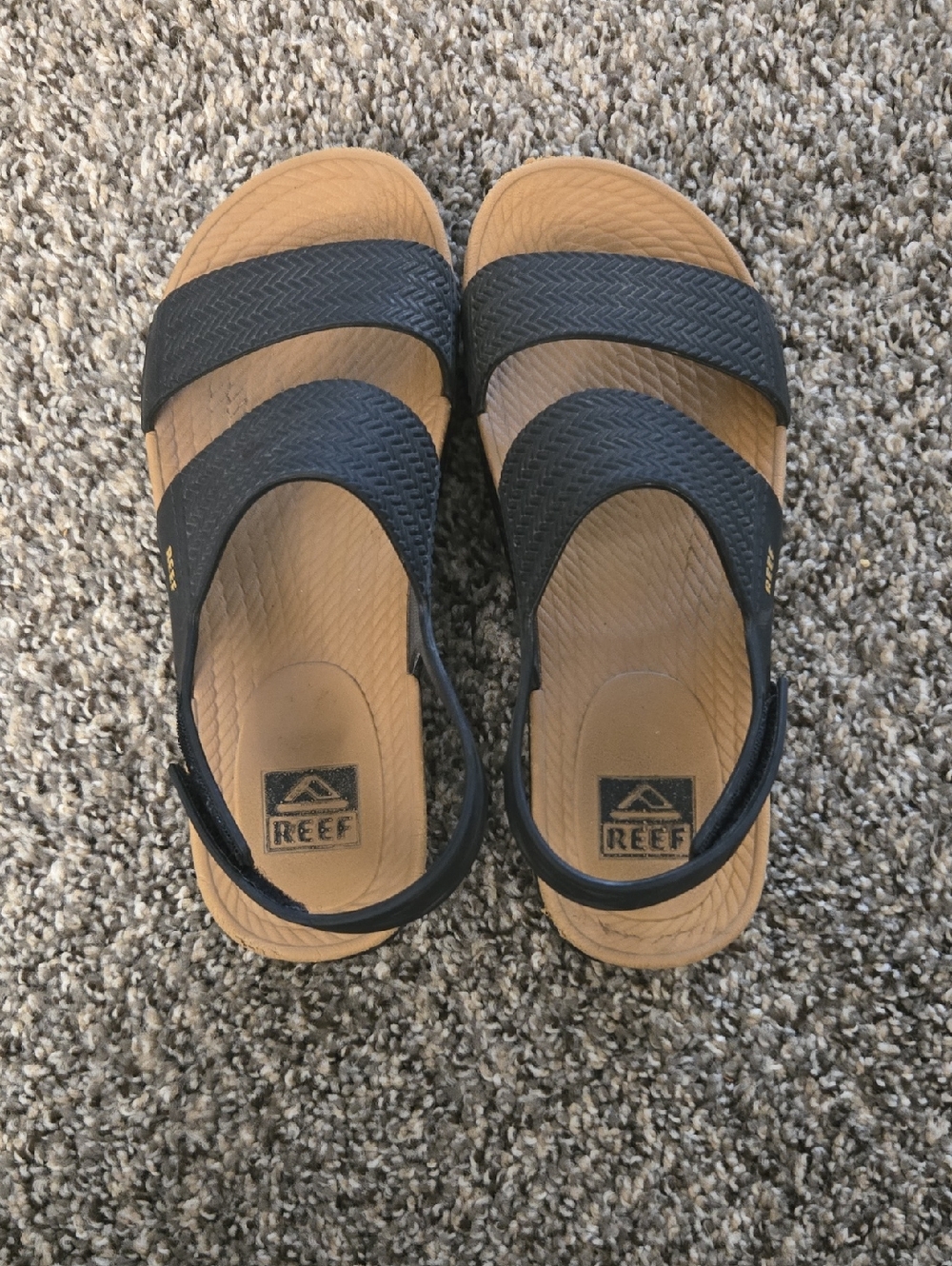 Reef Women's Black Strappy Slingback Sandals with Tan Footbed